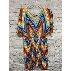 Trina Turk Women’s Dress Multi Color Size 10 V Neck Knee Length